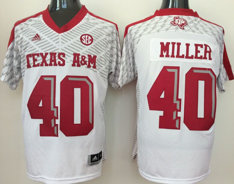 Men Texas A&M Aggies 40 Miller White 2025 NCAA Jersey